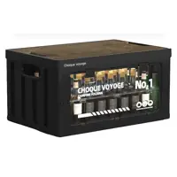 Side-Opening Folding Storage Crate with Wood-Grain Lid H-8023 – product view 1