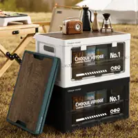 Side-Opening Folding Storage Crate with Wood-Grain Lid H-8023 – in-use scene 2