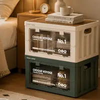 Side-Opening Folding Storage Crate with Wood-Grain Lid H-8023 – in-use scene 3